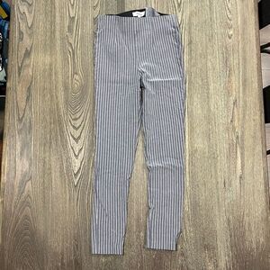 Takara Trousers High Waist Straight Leg Flat Front Stripes Gray White Size Small